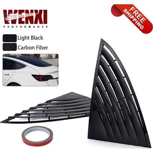 Free Shipping Rear Quarter Window Louver Spoiler Panel Carbon fibre ABS 2pcs For Tesla Model 3 WX-WSS06