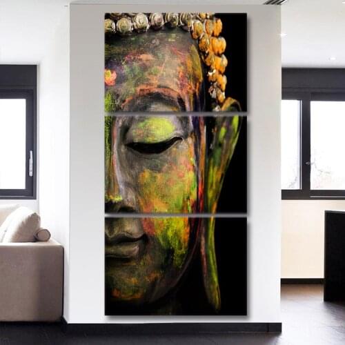 Large Canvas Framework Oil Fashion Painting Wall Art 3 Piece Buddha Printed Modular Picture For Bedroom Living Room Home Decor