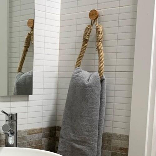 Round Hook Hemp Toilet Paper Holder Vintage Towel Hanging Rope Toilet Paper Holder Home Hotel Bathroom Decoration Supplies