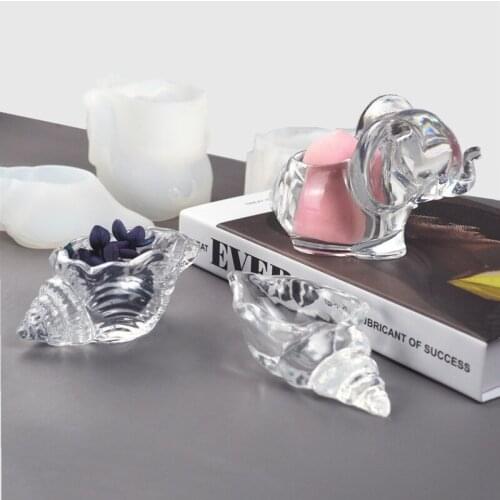 DIY Epoxy Resin 3D Elephant Conch Makeup Egg Storage Shell Marine Silicone Mold Jewelry Clay Molds