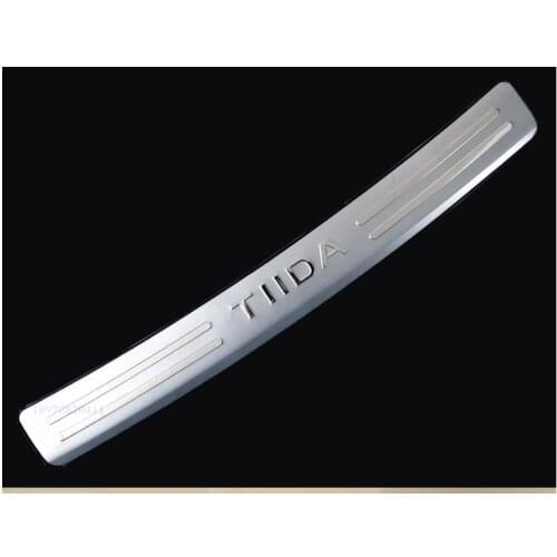 For Nissan TIIDA 2005 2006 2007 2008 2009 2010 Stainless Steel Rear Bumper Protector Sill Trunk Trim accessories styling