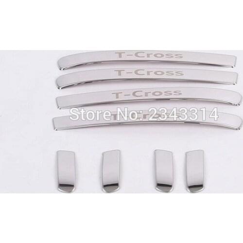 For Volkswagen VW T-CROSS 2019 2020 Stainless Steel Door Handle Protection Sticker Bright Strip Sticker Trim Shape Accessories