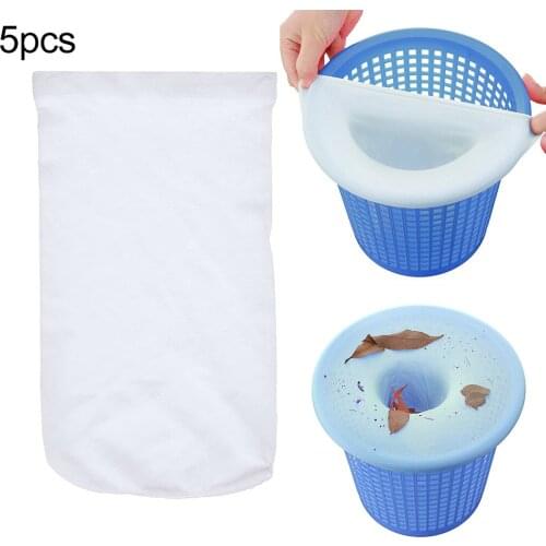 5Pcs Swimming Pool Filter Sock Mesh Nylon Cloth Net Bag Garbage Cover Cleaning Skimmer For Filtering Leaves Grass Pool Tools