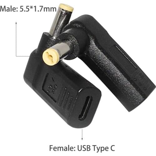 DC 5.5x1.7mm Power Supply Plug Connector Converter Cable Cord 19V USB Type C PD Charging Cable for Acer Aspire Laptop Adapter