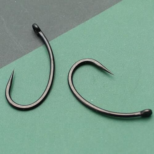 20PCS Carp Fishing Hook PTFE Coating Barbless Non-barb Fishhooks High Carbon Steel Carp Hook for Hair Rig Ronnie Zig Rig