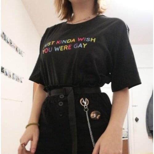 Kuakuayu HJN I Just Kinda Wish You Were Gay Everything I Wanted Shirts When We All Fall Asleep Where Do We Go Cotton Tees