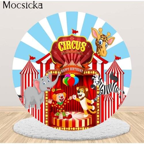 Mocsicka Circus Theme Birthday Portrait Party Background Circus Carnival Newborn Baby Shower Backdrops Photo Studio Circle Cover