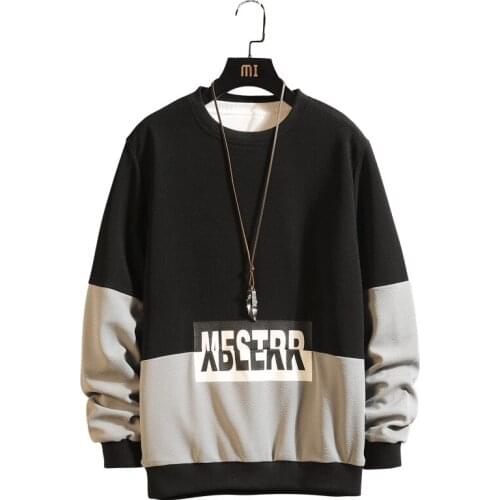 EL BARCO Autumn Letter Print Casual Hoodies Sweatshirt Men O-Neck Streetwear Black Pullover Coats Soft Hip Hop Grey Male Tops