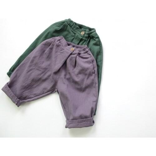 2020 Autumn Style Childrens Crawler Korean Cotton Placket Design kids pants