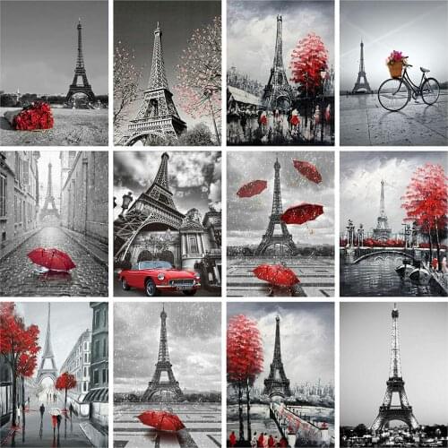 Scenery Diamond Painting Landscape 5D DIY Cross Stitch Eiffel Tower Full Square/Round Drill Embroidery Sale Home Decoration