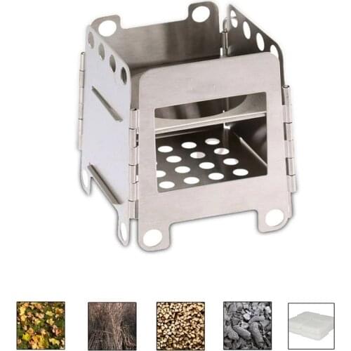 Portable Titanium Stove Lightweight Folding Wood Stove Pocket Stove With Mini Alcohol Stove For Outdoor Camping Picnic