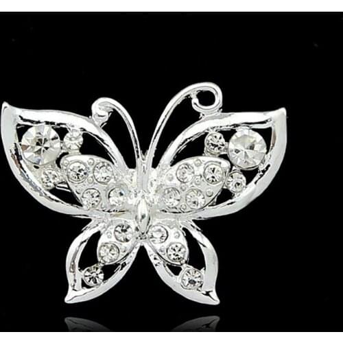 Clear Crystal Rhinestones Small Butterfly Bejeweled Brooch Pins for Wedding or Dress Decorations Accessories Designs AB025