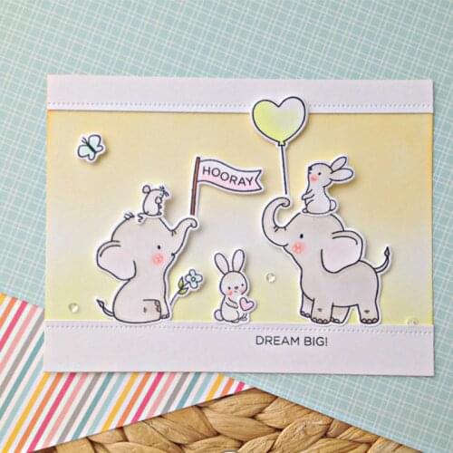 Dream Big Elephant Clear Silicone Stamp DIY Scrapbooking Card Album Making Background Craft Handmade Decoration Template