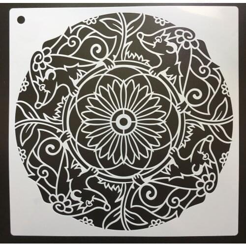 30 * 30cm size pig diy craft mandala mold for painting stencils stamped photo album embossed paper card on wood, fabric, wall