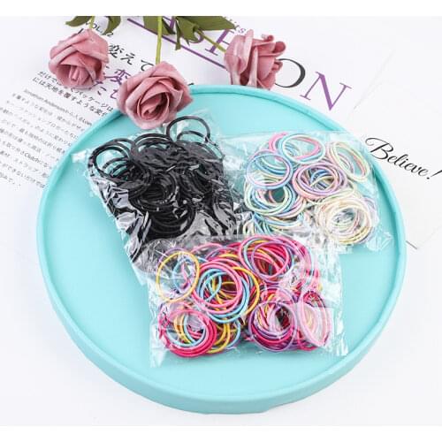 100pcs/lot 3CM Hair Accessories Girls Rubber Bands Scrunchy Elastic Hair Bands Kids Baby Headband Decorations Ties Gum for Hair