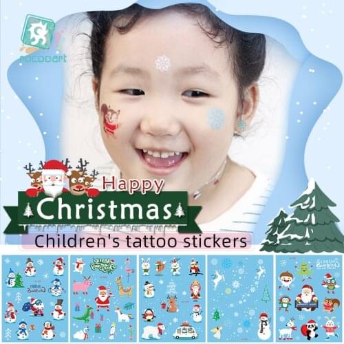 Rocooart Tattoo Stickers Christmas Child Kid Temporary Fake Tattoos Paste on Face Arm Leg for Children Body Art Santa Sticker