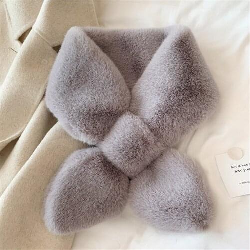 Women Winter Scarf Soft Plush Thick Warm Scarves Faux Fur Neck Collar For Ladies Girls Snood Solid Color Scarf