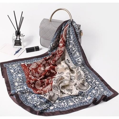 Fashion Paisley Print Hair Scarf For Women Small Shawls Silk Satin Bag Scarfs Female 70cm*70cm Headband Neck Scarves For Ladies