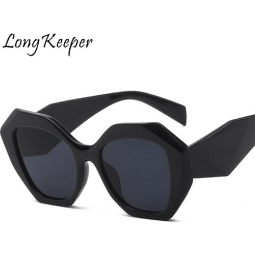 Vintage Polygon Sunglasses Women Luxury Brand Designer Cat Eye Sun Glasses Retro Punk Black Glasses Ladies Shades Oculos De Sol