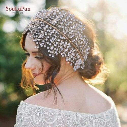 YouLaPan HP237 Silver Golden Wedding Accessories for Bride Hair Crystal Wedding Headband Bridal Headpieces Delicate Hair Vine