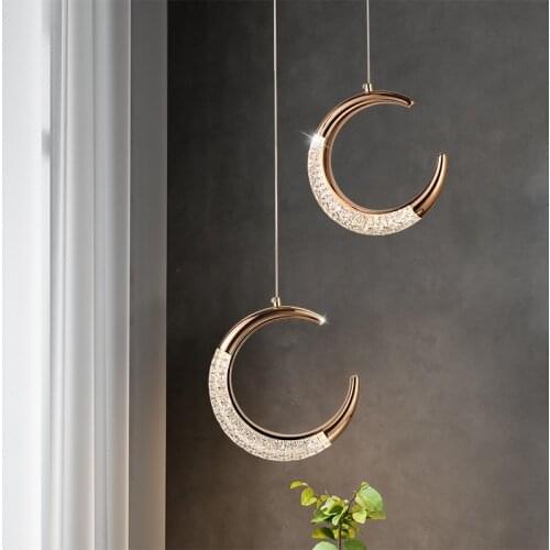 Nordic Sofa Bedside LED Pendant Lights Crescent Moon Luxury Living RoomDining Room Hanging Lamp 2021 New Decor Light Fixtures