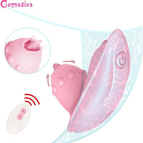 Panties Wearable Simulation Licking Vibrator for Woman Dildo Clitoris Stimulator Masturbators 10 Speeds Massager Fidget Sex Toys