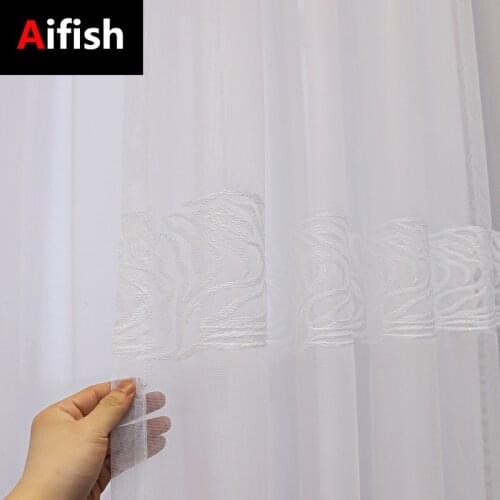 White Embroidered Yarn, Modern Style, Semi-transparent Window Screen, Wild Hanging Tulle, Curtains For Living Room And Hotel#30