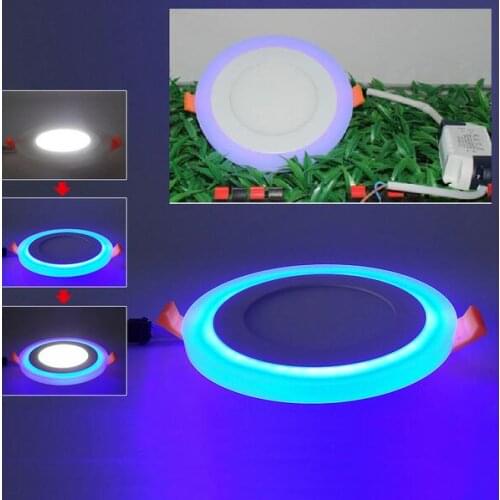 Ultra Slim 6W 9W 18W 24W Round Concealed Dual Color LED Panel Light Cool White Lamp Downlight AC100-265V