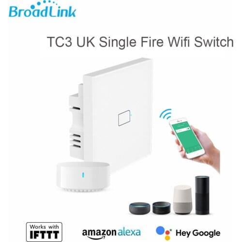 Broadlink TC3 UK 1/2/3 Gang WIFI Smart Light Switch No Need Neutral Wire Touch Remote Control Support Google Home Alexa Voice