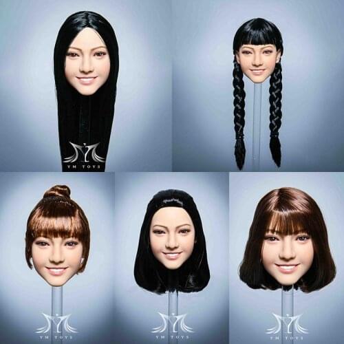 Pre-order YMTOYS YMT046 1/6 Female Smiling Head Sculpt Soldier Hair Transplant Head Carving Fit 12'' Action Figure Body