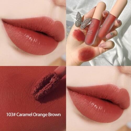 WODWOD Ice cream Lip Mud Lip Gloss Light Matte Soft Mist Milk Tea Mousse Lip Glaze Liquid Lipstick Long Lasting Lip Makeup TSLM2