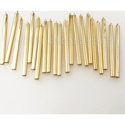 WT-P976 Wholesale Natural gold color brass bar pendant, simple hot sales long stick rectangle pendant for jewelry design gift