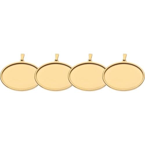 XINYAO 2pcs/lot 30X40mm Stainless Steel Gold Tray Pendant for Jewelry Making