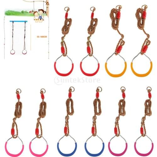 2pcs Iron Strength Training Rings with Adjustable Straps Buckles Set Kids Adult Home Outdoor Fitness Tool