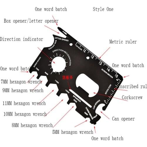 1PCS outdoor tool card, multi-function tool card, combination tool card, army knife card, outdoor escape knife card tool box