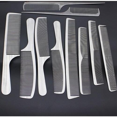 10pcs/set Professional Salon Combs Set Stainless Steel Hair Comb Ultra-thin Anti-Static Barbers Hair Styling Tools