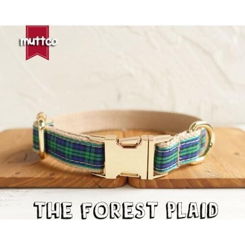 10pcs/lot MUTTCO wholesale unique style collar THE FOREST PLAID cotton dog collar leash set 5 sizes UDC014J