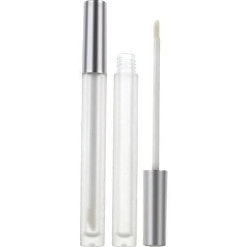 150pcs 2.5ml Empty Lip Gloss Containers Lip Gloss Tubes, Refillable Matte Silver Cap Frosted Bottles with Rubber Inserts