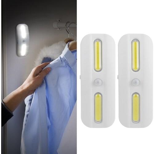 2Pcs USB Charge COB LED Motion Sensor Lamp Bedroom Wardrobe Closet Cabinet Light Indoor Lighting Body Induction Lamp Night Light