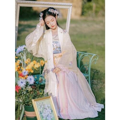 2021 chinese hanfu dress song dynasty princess stage outfits oriental daily hanfu costume exquisite embroidery design dress