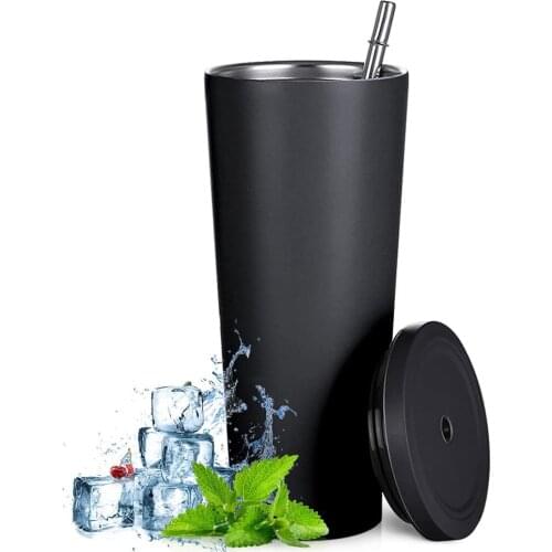 25oz 304Stainless Steel Straw Coffee Tumbler with Lid Double Wall Vacuum Insulated Cup Travel Mug for Coffee Water Hot Cold