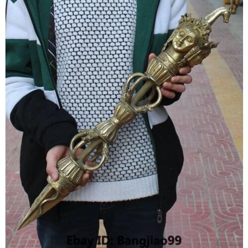 26" Chinese Bronze Hayagriva Vajrakila Mahakala Buddha Horse Head Statue copper tools wedding Decoration Brass Bronze