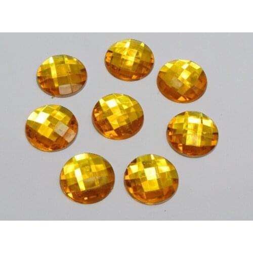 50 Gold Acrylic Flatback Rhinestone Round Gem Beads 18mm No Hole