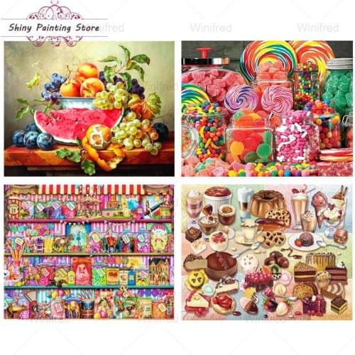 5D DIY Diamond Painting Cake Candy Fruit Picture Diamond Embroidery Full Square Round Drill Cross Stitch Kit Handmade Gift Mural