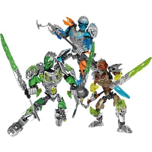 BIONICLE Jungle Lewa Stone Pohatu Water Gali Action Figures Building Block Robot Toy For Kids Compatible Major Brand 3pcs/Set