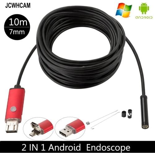 JCWHCAM 10M Borescope USB Camera Endoscope 7mm OTG Micro USB Endoscopic Inspection Camera with 6 LED for Android/Win7/8/10