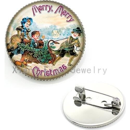 Merry Christmas brooches Vintage Victorian style men women Christmas dress accessories New Year gifts badge brooch pins CM120