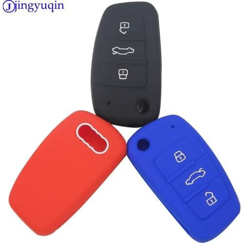Jingyuqin 10pcs Car Key Cover Silicone Flip Key Remote Holder Case Cover Fob for AUDI A2 A3 A4 A6 Q7 R8 88 XR657