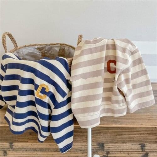 9007 Children T Shirt Autumn New Korean 2021 Embroidered Long Sleeve T-shirt Girls Bottoming Shirt 1-7Year Boys T Shirt Tops