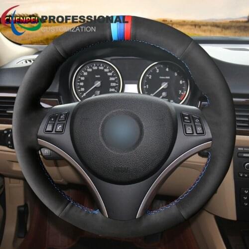 DIY Non-Slip Black Suede Car Steering Wheel Cover For BMW 1 Series E87 3 Series E90 E91 E92 335i Car Interior Accessories